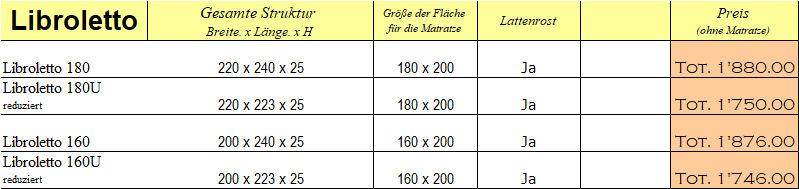  Preisliste Bett - Libroletto