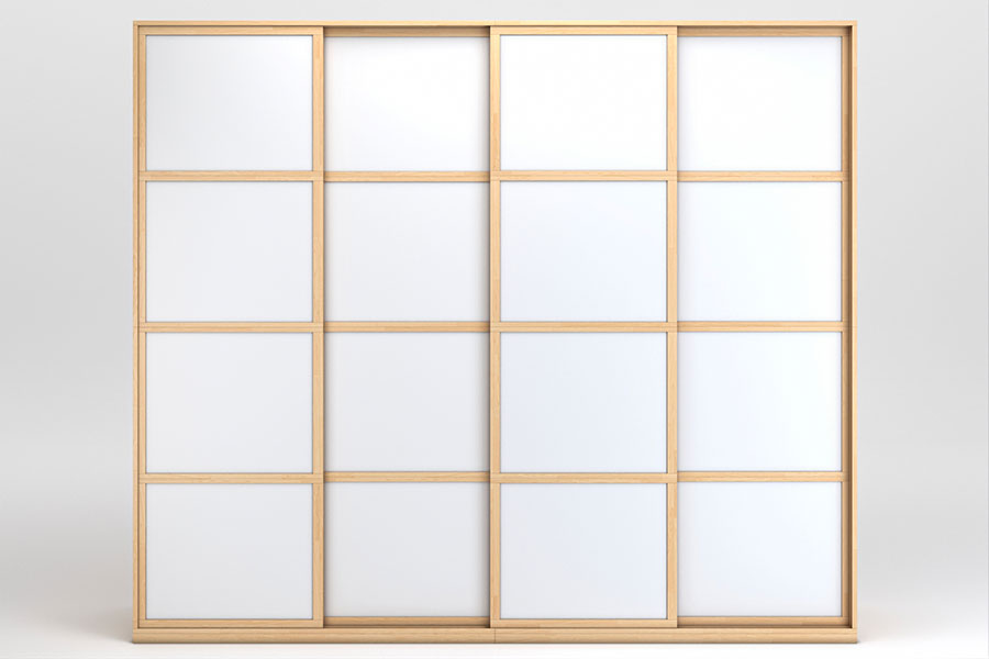 Armoire Cinius Hêtre massif lamellé, Sur mesure, Portes coulissantes sans mécanisme, Anti poussière