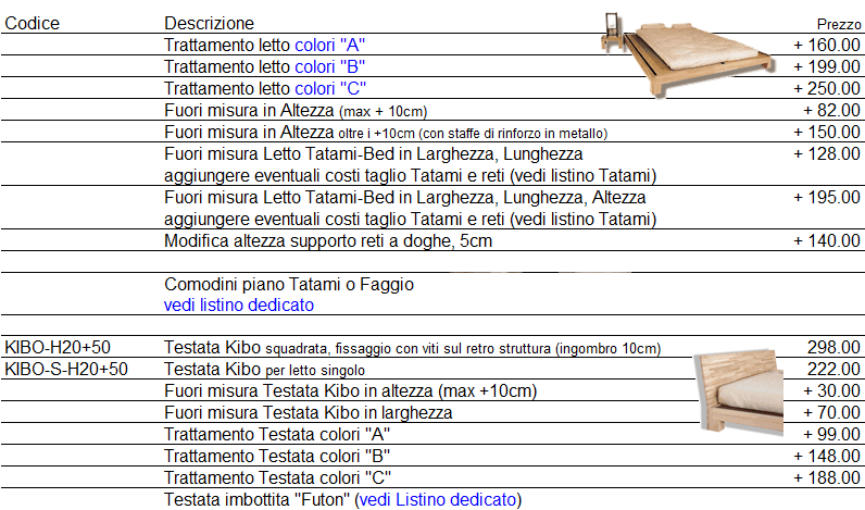 Listino prezzi letto Tatami-Bed di Cinius