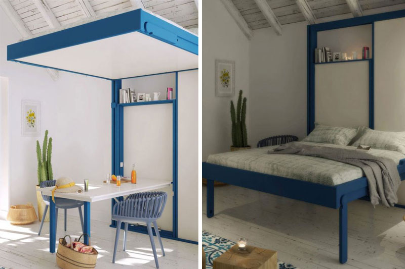 Letto a scomparsa. Letto in legno massello salvaspazio