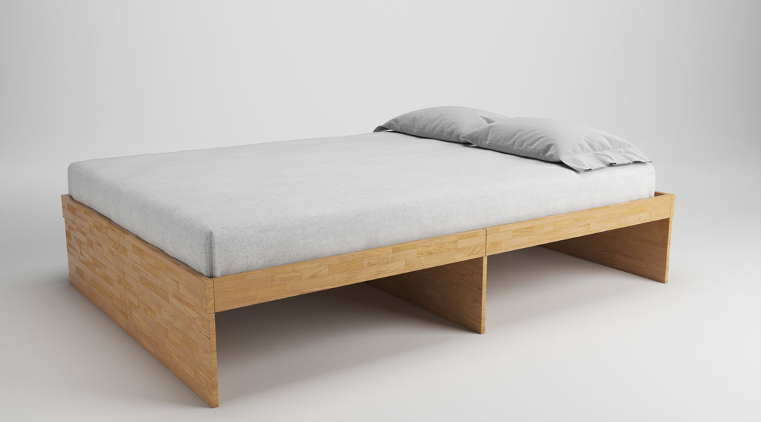 Moderno letto salvaspazio in vero letto massello. Sotto la rete sono presenti due capienti cassettoni