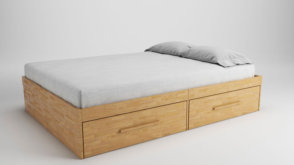 Letto contenitore Eco di Cinius con spaziosi cassetti sottostanti