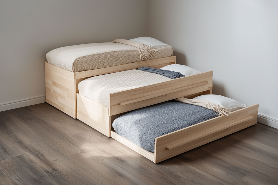 Letto salvaspazio alto estraibile a 3 livelli - SpazioBed