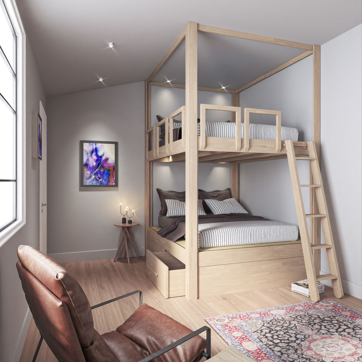 Letto a Castello SpazioBed di Cinius in legno massello