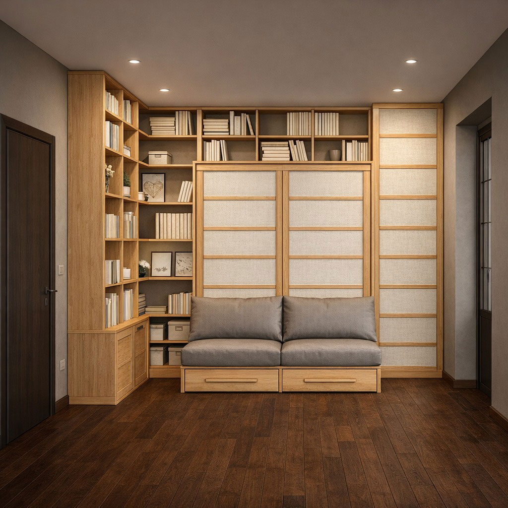 Letto a scomparsa, Pannelli di chiusura standard in Stile Giapponese: chiuso