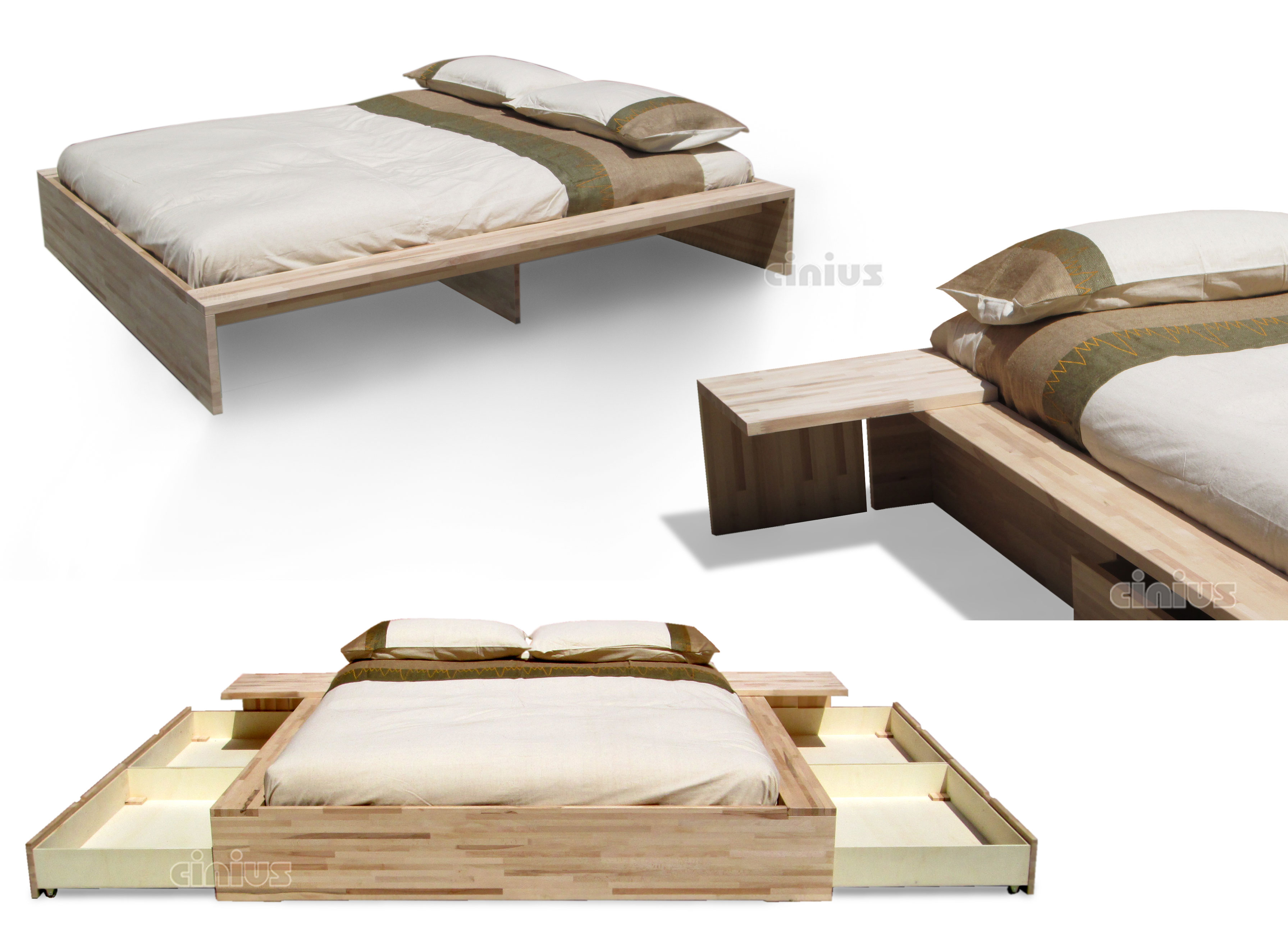 Letto Comodo di Cinius, dettagli capienti cassetti sotto letto