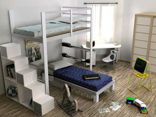Letto a soppalco Nido a castello per bambini e ragazzi
