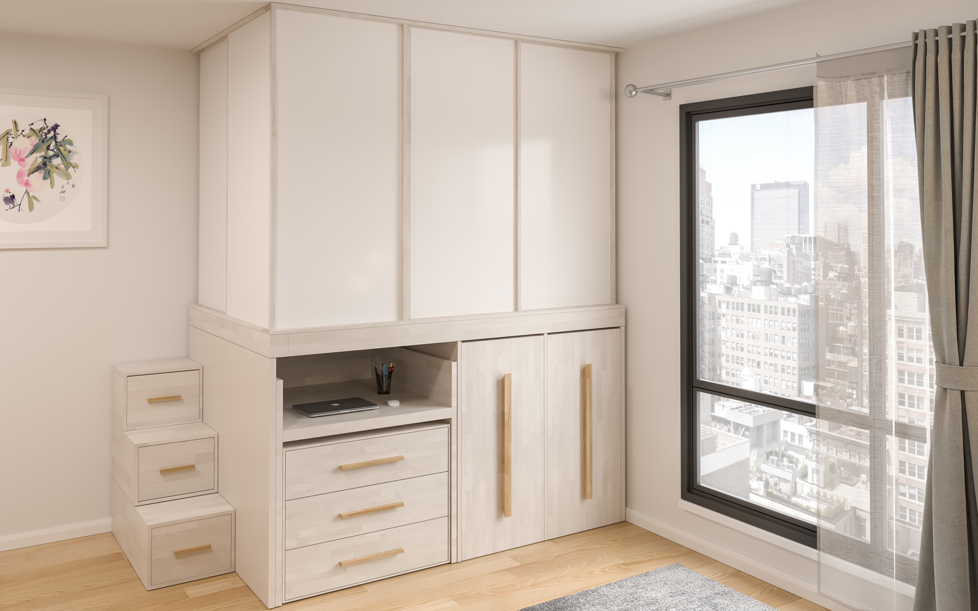 PULL-OUT SPAZIOBED: BED AND DESK IN ONE SPACE-SAVING SOLUTION