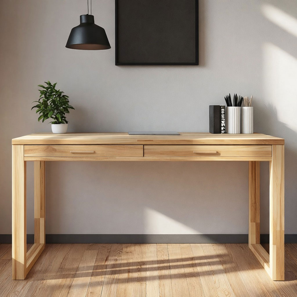 Scrivania su misura in legno con cassetti