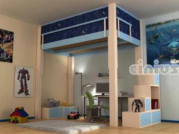 Letto a soppalco Rising per cameretta di bambini